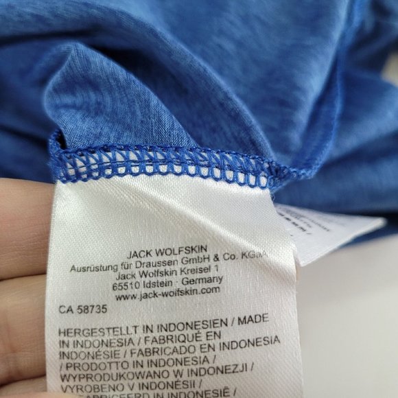 Jack Wolfskin Shirt Womens S Crosstrail T-shirt V-neck Short‎ Sleeve Blue - Picture 6 of 13